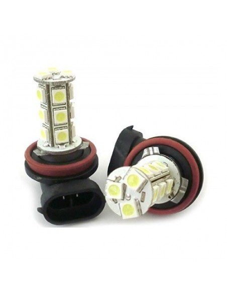 COPPIA LAMPADINE H11 LUCE FENDINEBBIA BIANCO 18 LED SMD