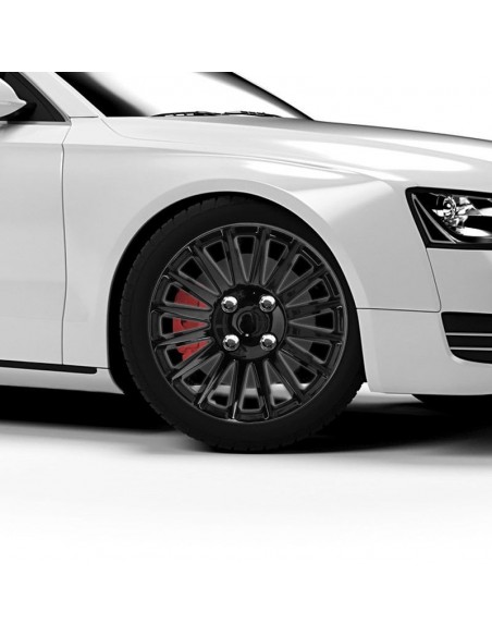 4 COPRICERCHI NERI LUCIDI DA 14" ABS CERCHI SPORTIVI