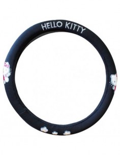 COPRIVOLANTE UNIVERSALE AUTO "HELLO KITTY" NERO E ROSA