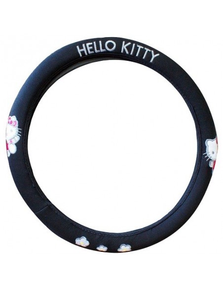 COPRIVOLANTE UNIVERSALE AUTO "HELLO KITTY" NERO E ROSA