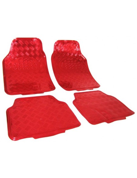 4 TAPPETI SPORTIVI IN GOMMA ROSSI UNIVERSALI LOOK ALLUMINIO