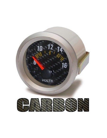 VOLTMETRO SFONDO CARBONIO ILLUMINAZIONE GIALLA