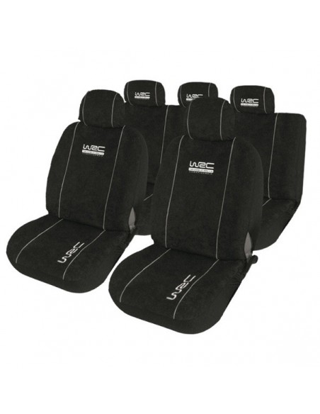 SET COPRISEDILI UNIVERSALI NERO/BIANCO "WRC" IN COTONE