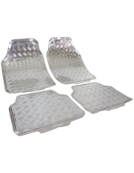 4 TAPPETI SPORTIVI IN GOMMA CROMATI UNIVERSALI LOOK ALLUMINIO