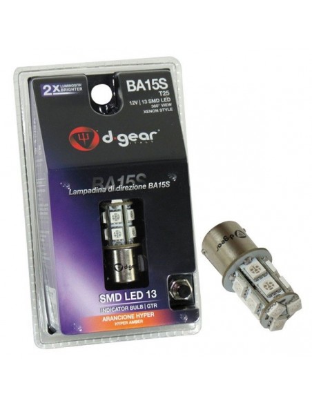LAMPADINA FRECCE CON 13 LED CANBUS D-GEAR ARANCIO BA15S 12V