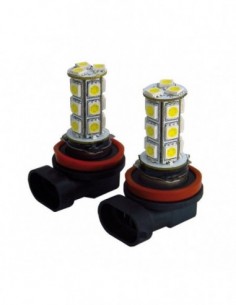 COPPIA LAMPADINE H8 LUCE FENDINEBBIA BIANCO 18 LED SMD...