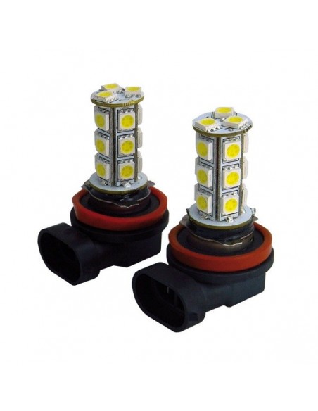 COPPIA LAMPADINE H8 LUCE FENDINEBBIA BIANCO 18 LED SMD CANBUS