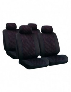 SET COPRISEDILI UNIVERSALI NERO/ROSSO "GLAMUR" IN COTONE