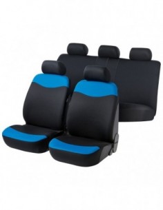 SET COPRISEDILI UNIVERSALI NERO E BLU "BELLA" IN POLIESTERE