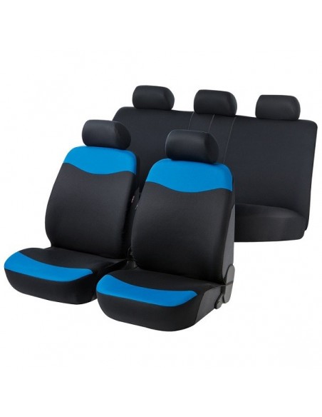 SET COPRISEDILI UNIVERSALI NERO E BLU "BELLA" IN POLIESTERE