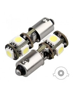 COPPIA LAMPADINE LUCI POSIZIONE 5 LED BIANCHI BAX9S H6W...