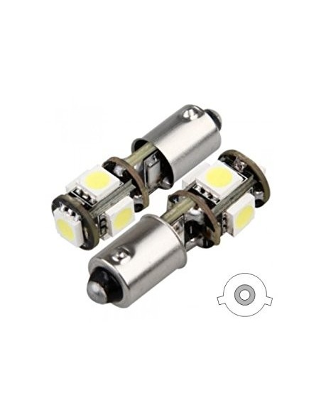 COPPIA LAMPADINE LUCI POSIZIONE 5 LED BIANCHI BAX9S H6W CANBUS