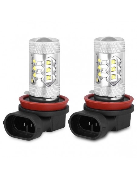 COPPIA LAMPADINE H11 LUCE FENDINEBBIA BIANCO 16 LED SMD EXTRAFOR