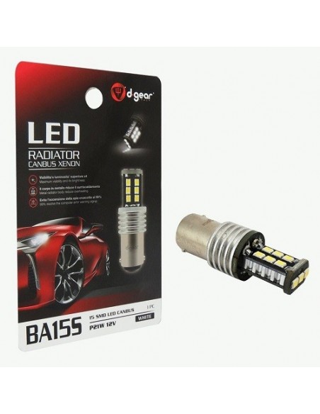 LAMPADINA RETROMARCIA CANBUS 15 LED SMD BIANCA P21W BA15S