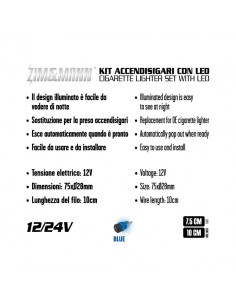 ACCENDISIGARI ILLUMINATO LED BLU UNIVERSALE 2