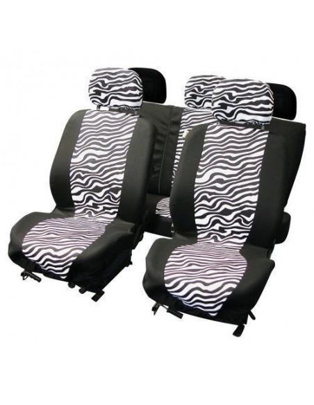 SET COPRISEDILI ZEBRATI BIANCO/NERI UNIVERSALI